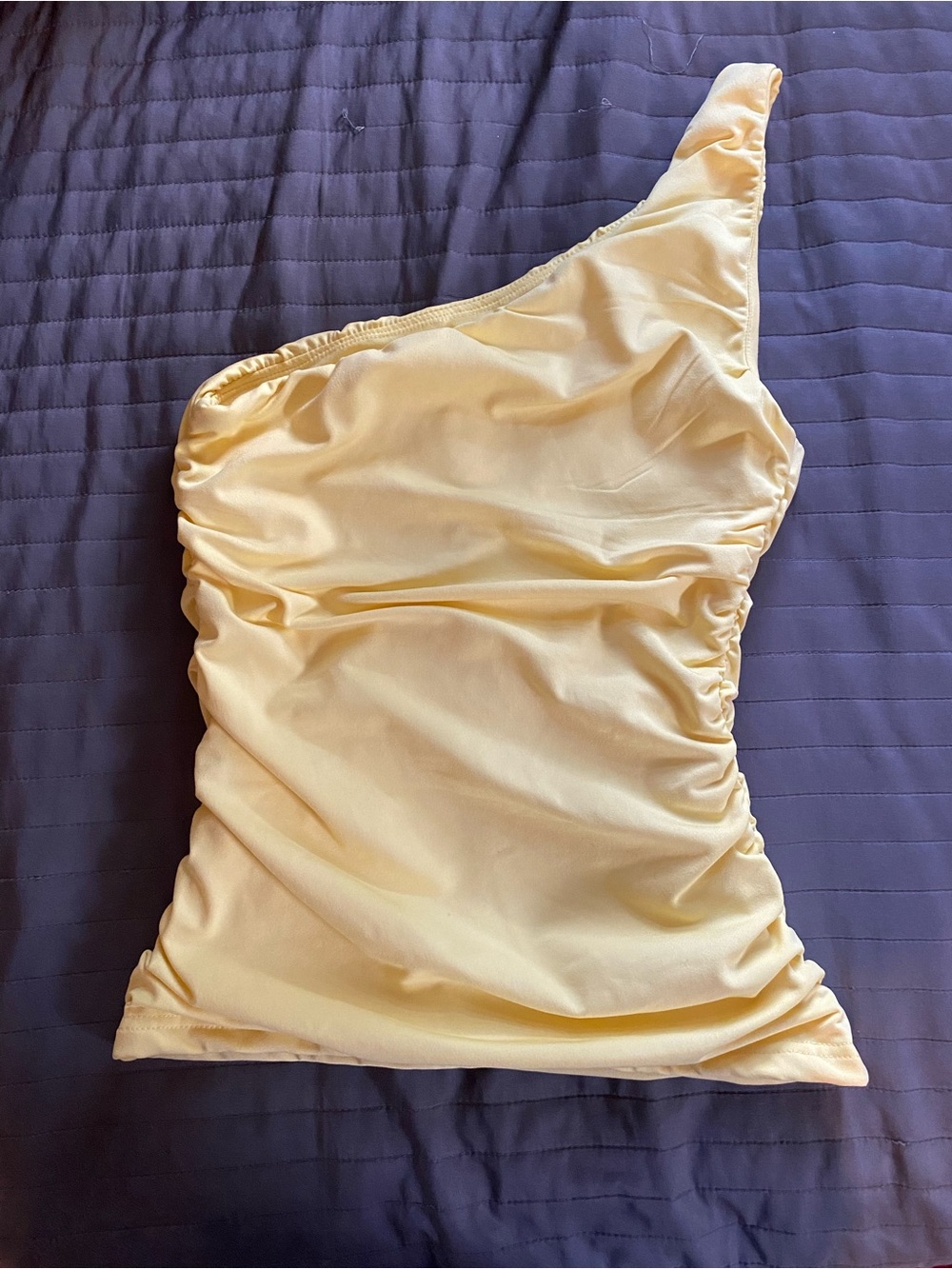 Missguided Pale Yellow One-Shoulder Ruched Dress